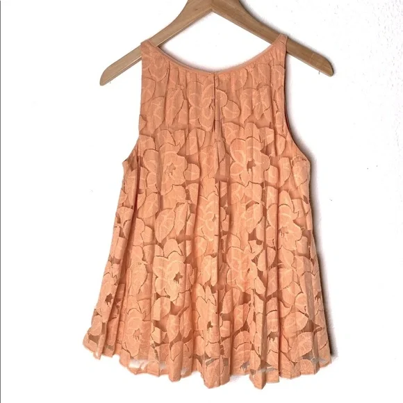 Max Studio high neck peach lace Babydoll cottagecore sleeveless tank Sz SP boho - Picture 6 of 9